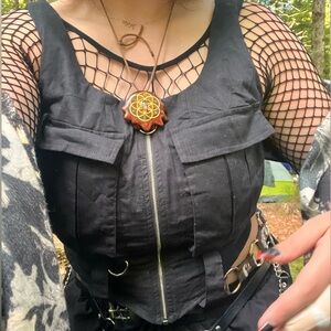 Black Zippered Crop Top